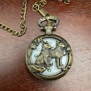 Wolf Quartz Pocket Watch Bronze‎